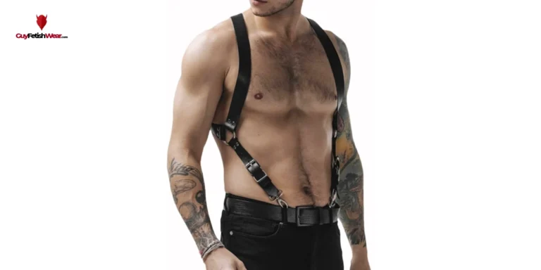 HSQSMWJ Arnés de Hombre Correas Pecho Ajustables Charol - GuyFetishWear.com